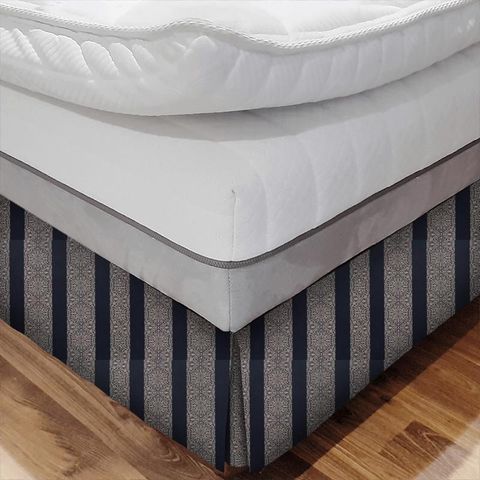 Brocade Stripe Sapphire Bed Base Valance