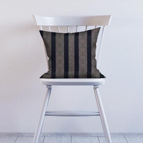 Brocade Stripe Sapphire Cushion