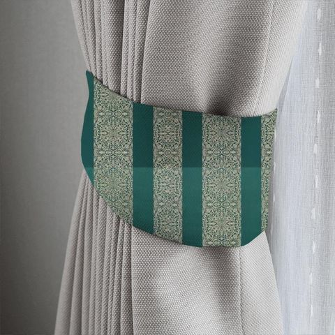 Brocade Stripe Teal Tieback