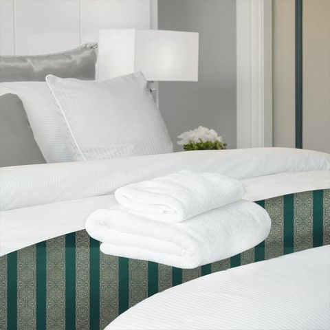 Brocade Stripe Teal Bed Runner