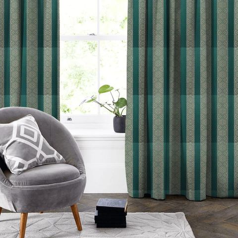 Brocade Stripe Teal Made To Measure Curtain