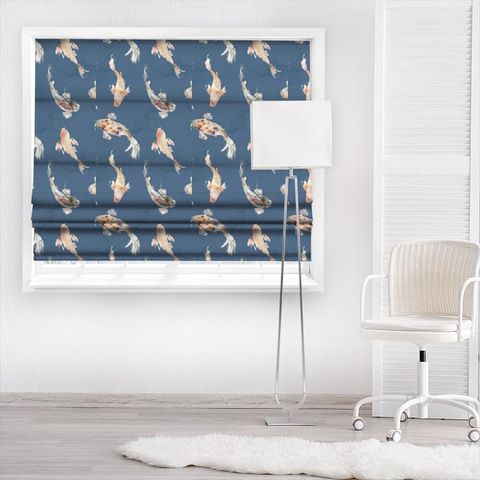 Koi Carp Cobalt Made To Measure Roman Blind