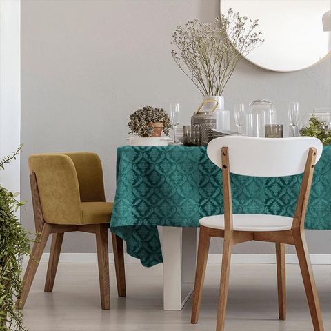 Isadore Teal Tablecloth