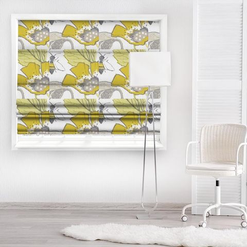 Lotus Chartreuse/charcoal Made To Measure Roman Blind