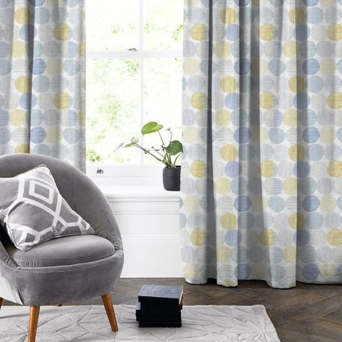 Stepping Stones Chambray/Honey Made To Measure Curtain