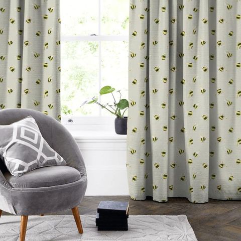 Bees Taupe Made To Measure Curtain